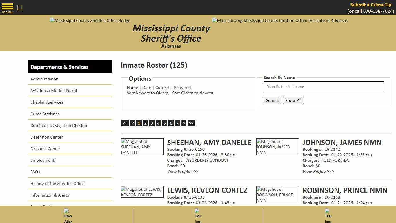 Inmate Roster - Current Inmates Booking Date Descending - Mississippi County AR Sheriff